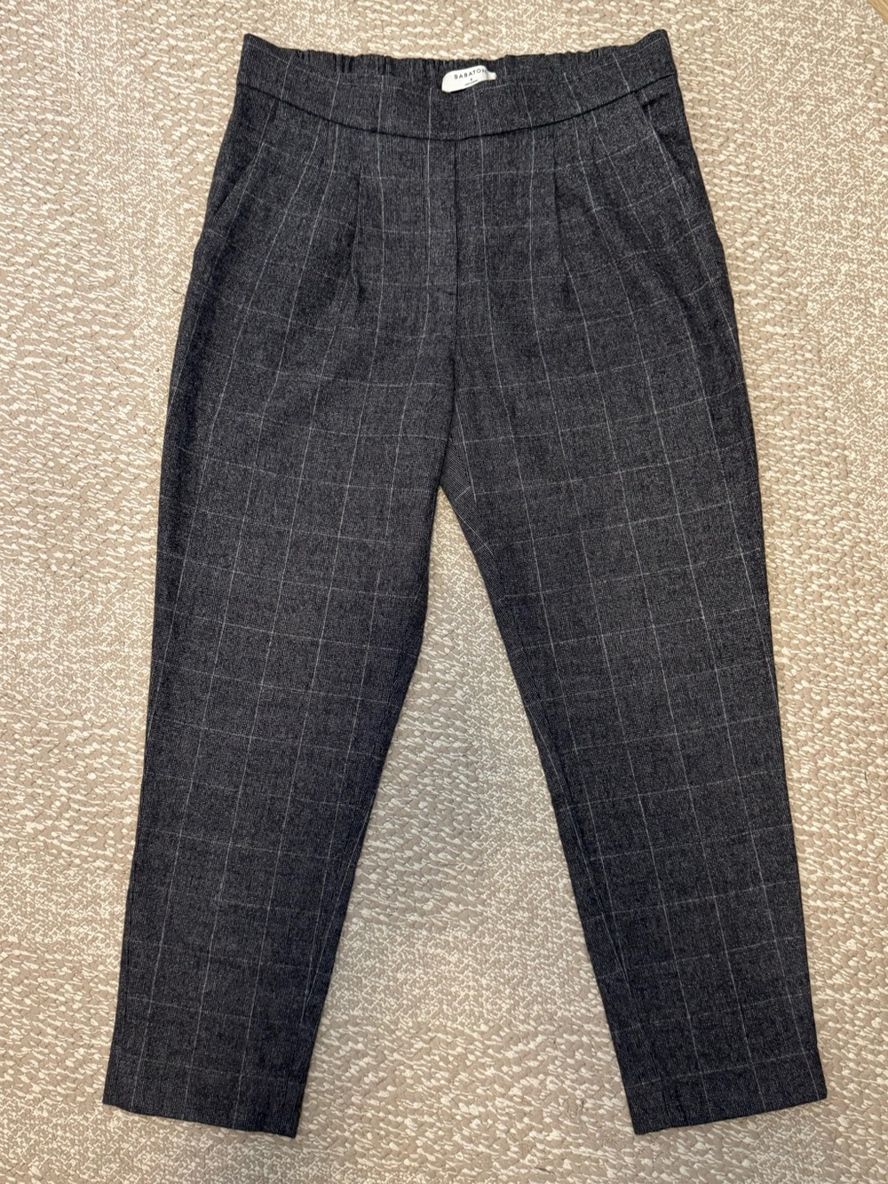 Banana Republic Charcoal Windowpane Wool Tapered Pants
